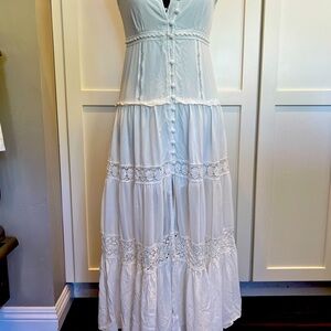 Chicwish White Lace Button-Down Maxi Dress